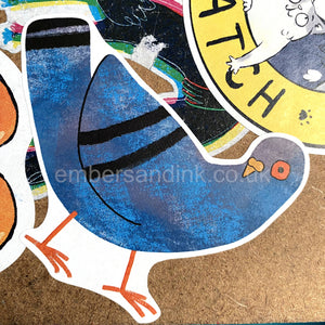 Pigeon Paper Sticker by Embers and Ink